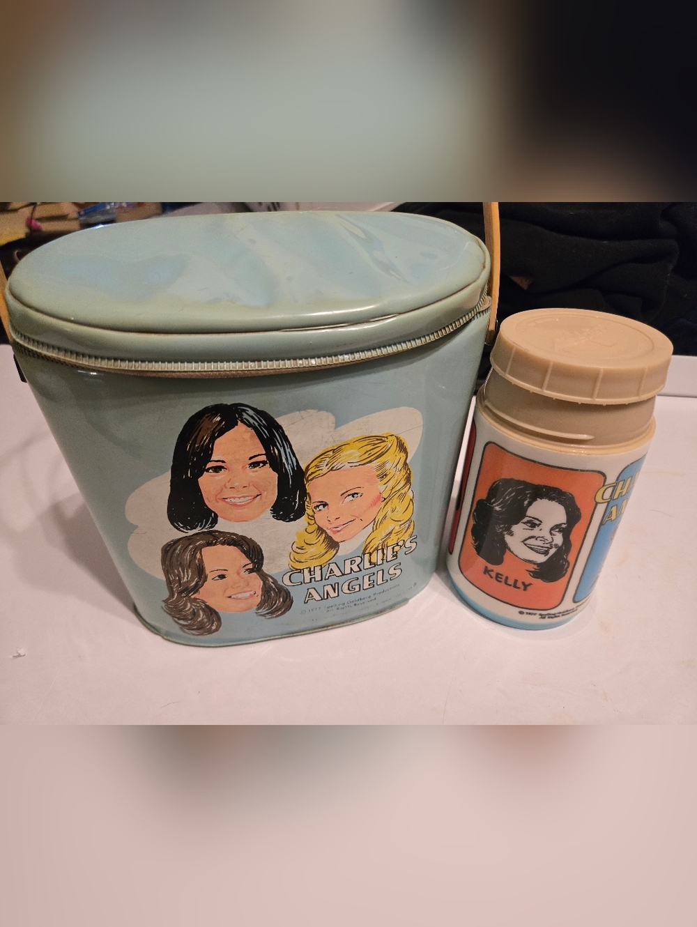 Vintage 1977 CHARLIE'S ANGELS Aladdin Vinyl Lunchbox & Thermos Fawcett